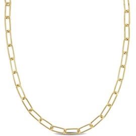 Paperclip Chain Necklace - Mens Silver Chain - Silver Chain for Women - Silver Link Necklace - Silver Chain for Men - Cadena de Plata 925 para Hombre - Chain Necklace for Men and Women- (Paperclip - Yellow - 5MM - 18in)