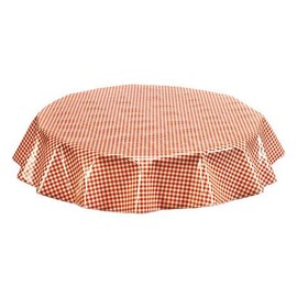 Round Freckled Sage Oilcloth Tablecloth in Gingham Orange - You Pick The Size!