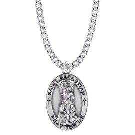 TrueFaithJewelry Sterling Silver St Sebastian Necklace Patron Saint Medal Pendant, Religious Jewelry, 7/8 Inch
