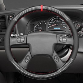 MEWANT Steering Wheel Cover for Chevy Silverado 1500/2500/3500 2003-2006 /Trailblazer 2002-2009 Hand-Stitched Car Steering Wrap
