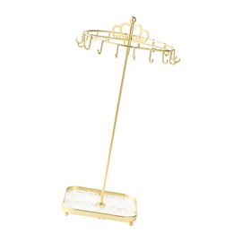 LOL-FUN Rotating Jewelry Holder, Jewelry Tree Stand, Jewelry Organizer, Necklace Hanger, Necklace Earring Storage Shelf Accessory Stand Jewelry Display Stand Ring for Necklace, Gold