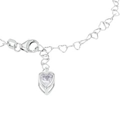 Amor 2017447 Women's Summer Jewellery Anklet 925 Sterling Silver with Synthetic Zirconia 25 cm Silver Heart Comes in Jewellery Gift Box, Sterling Silver, Cubic Zirconia