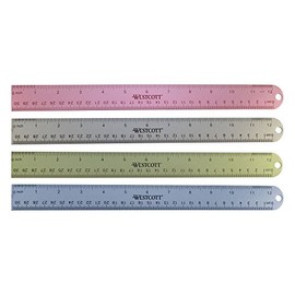 Westcott Anodized Aluminum Ruler, 12", Color Varies (14174)
