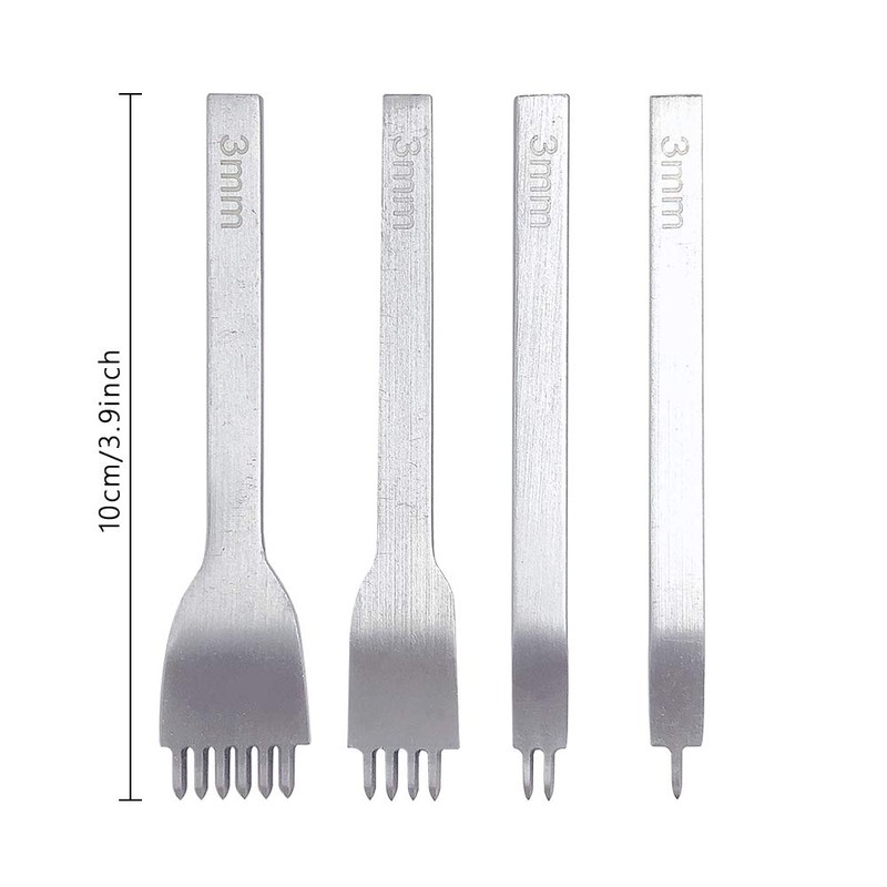 Leather Craft Tool Hole Punches 1+2+4+6 Prong Lacing Stitching Punch,