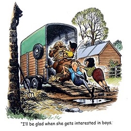 Thelwell Horse riding greeting card. I'll be glad when she gets interested in boys. Fun cartoon