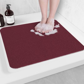Hargiis Non-Slip Bathtub Mat, Anti Slip Shower Mat, Fast Drying Bathtub Mats, Foot Scrubber Mat, Anti Slip Mat for Tub, Floor, Bathroom, Kitchen, Home, Hotel (Wine Red 24"×24")