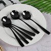 Dehouse 16-Piece Black Soup Spoons - Round Spoon, 7.3 Inch