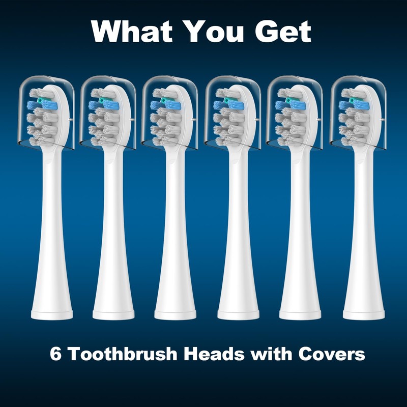 FitMount 6 Pack Toothbrush Replacement Heads Compatible with WaterPik Sonic