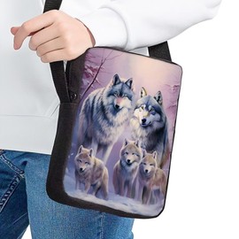 xixirimido Wolf Messenger Bag for Girls Wolfs Family Snow Shoulder Crossbody Purse