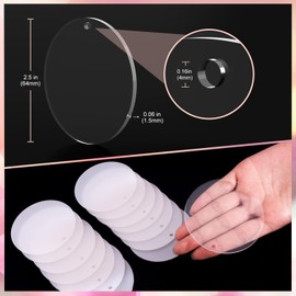 40PCS Acrylic Blanks,Acrylic Ornaments Blanks Bulk Clear Circles Disc Ornaments Blank with Hole for Vinyl DIY Keychain and Craft (2.5 in)
