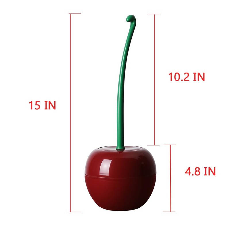 2 Pcs Cute Cherry Toilet Brush and Holder Set, Cherry