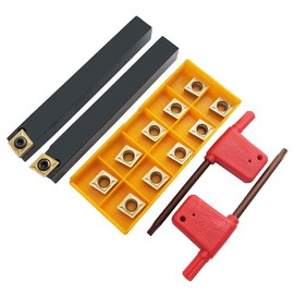 ASZLBYM 1/2"/12mm Shank Indexable Carbide Turning Tool Insert Holder Set 2pcs SCACR1212H09 SCACL1212H09 Metal Lathe Cutting Tools with 12pcs CCMT32.51 CCMT09T304 Indexable Carbide Turning Insert Blade