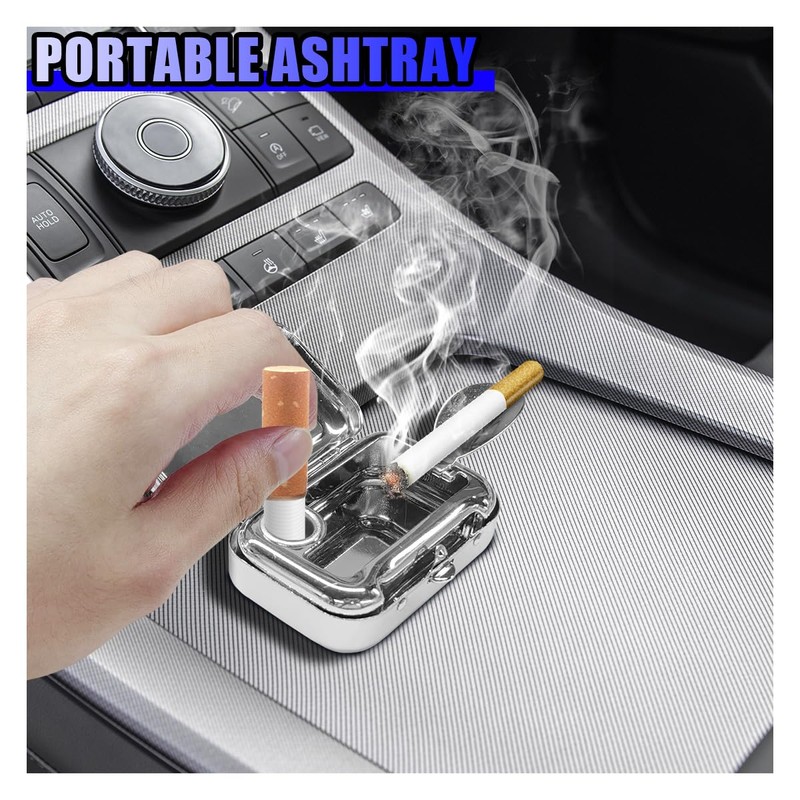 Tuxihapp Mini Portable Ashtray, Carry-on Windproof Car Ash Tray with