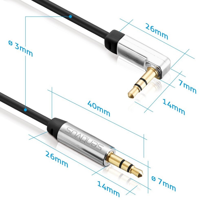 Sentivus Premium Audio Jack Cable 90 Degree Angled 3.00 m