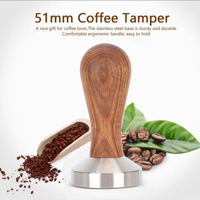 51mm Stainless Steel Wood Handle Coffee Tamper Coffee Powder Pressing