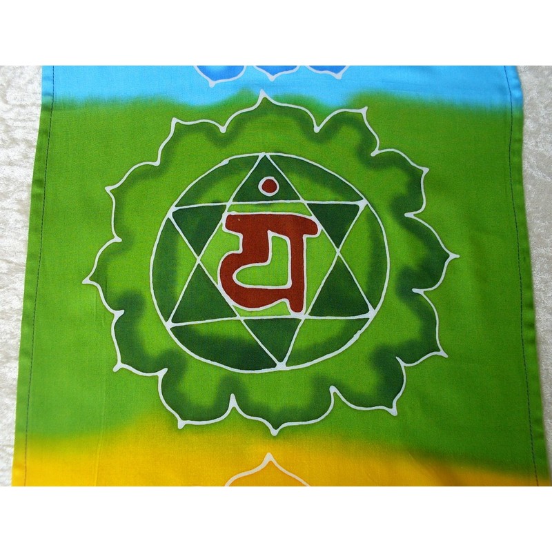 Large Batik Rainbow Chakra Meditation Cotton Wall Hanging - Hand