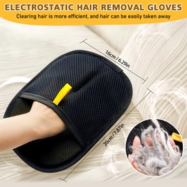 zhongko 2PCS Pet Grooming Gloves, Pet Hair Remover Gloves, Electrostatic Pet Hair Removal Gloves with Detangling Pet Comb, Pet Hair Remover Gloves for Washing, Deshedding, Fur Combing Knots