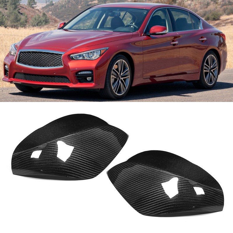 2pcs Carbon Fiber Rearview Mirror Cover Housing Fits for Infiniti