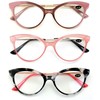 3 Pairs Women Cateye Pointed Tip Reading Glasses - Metal