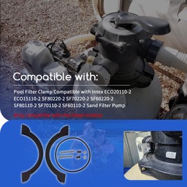 XTPTFABS Pool Filter Clamp Compatible with Intex ECO20110-2 ECO15110-2 SF80220-2 SF70220-2 SF60220-2 SF80110-2 SF70110-2 SF60110-2 Sand Filter Pump (with O Ring and Screws)