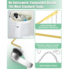 Universal Toilet Bowl Flush Handle Replacement Kit Side Mount, Toilet Repair Kit Inside Tank Chain Flusher Handle Lever Replacement Parts Compatible with American Standard Mansfield Kohler TOTO Eljer