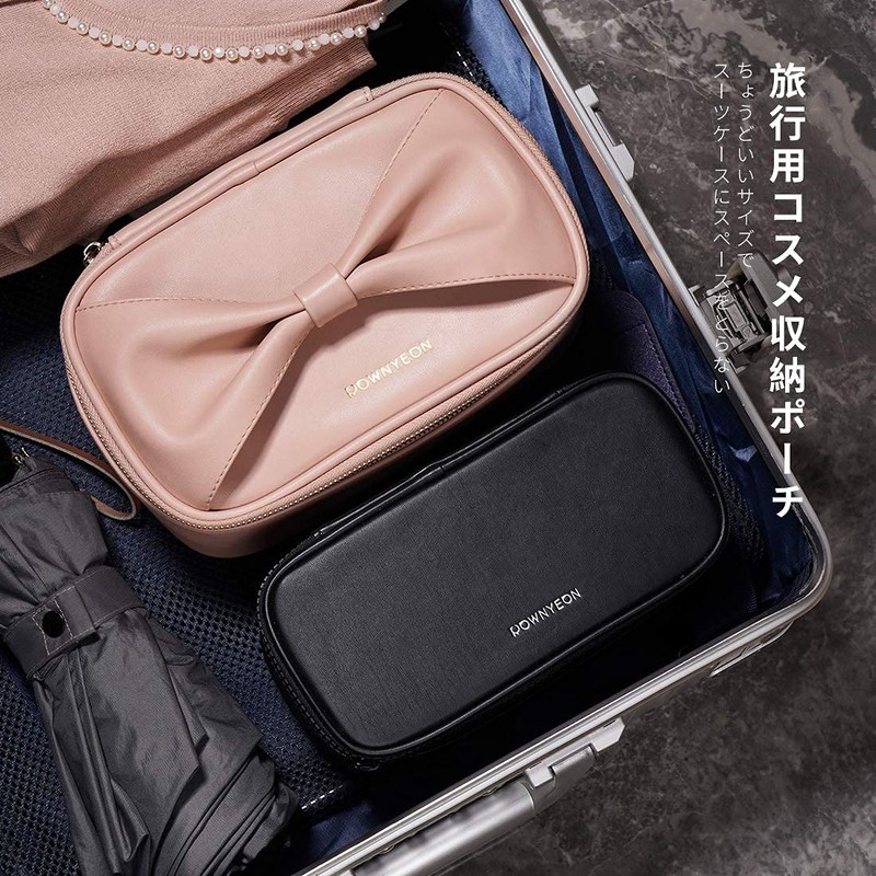 Rownyeon Vanity Pouch, Large Capacity, Cute, Brush Holder, Functional, Ribbon