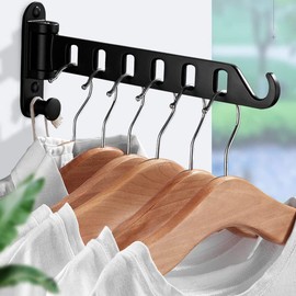 Lxoraziy Wall Mounted Clothes Hanger, Foldable Wall Clothes Airer, 180° Swivel Hanger, Wall Hook with Screw, for Laundry, Bathroom, Utility Room, Bedroom