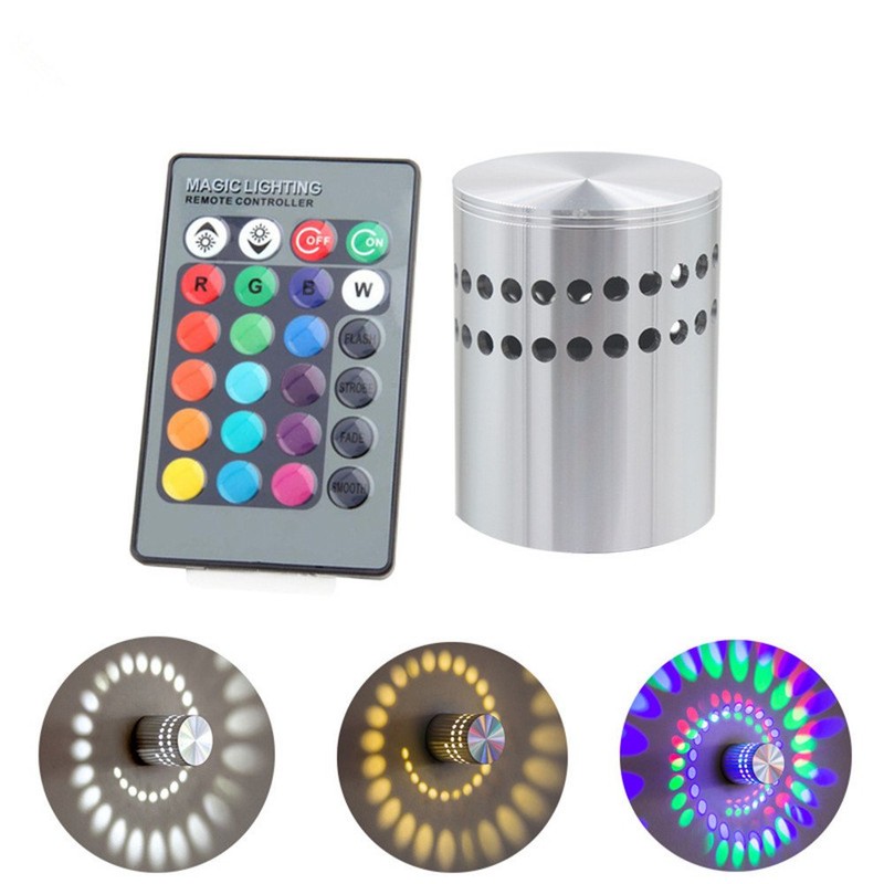 Colorful RGB Spiral Hole Wall Lamp Surface Wall Install Home