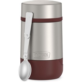 Thermos Guardian Stainless Steel Insulated Food Jar With Folding Spoon 530ml, Steel/Red