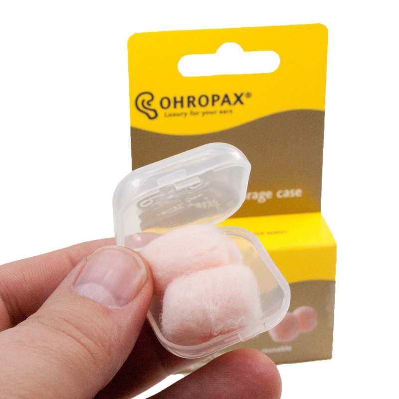 Ohropax Reusable Wax/Cotton Ear Plugs (12 Plugs Total)(1 Clear Carrying