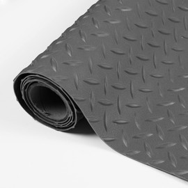 otoez Garage Floor Mat Roll, 5 ft x 17 ft Diamond-Plate Rubber Flooring Rolls 2.5 mm Thickness Heavy Duty Oxford Floor Protecting Mats for Garage Gym Boats Car Trailer, Gray