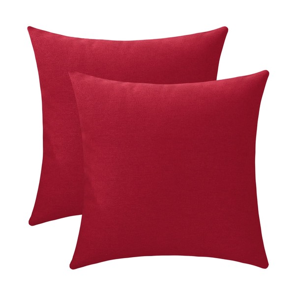 Jeneoo Decorative Christmas Red Throw Pillow Covers Rustic Farmhouse Square