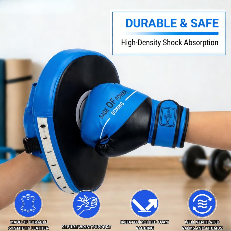 3-in-1 Boxing Gloves and Punching Mitts Set for Kids Ventilated