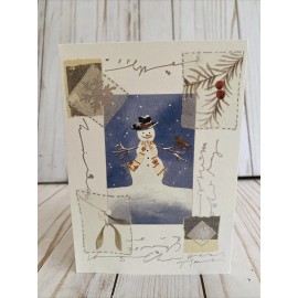 Paper Magic Rustic Country Snowman Silver Foil Accents Warm Thoughts Of You Christmas Card