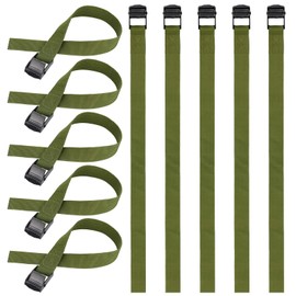 Hejo Lashing Strap, Pack of 10 65 cm Adjustable Lashing Straps with Clamping Lock, Short Tie Down Straps, Rustproof Mounting Straps for Bicycle, Motorcycle, Luggage Packages, Camping, Green