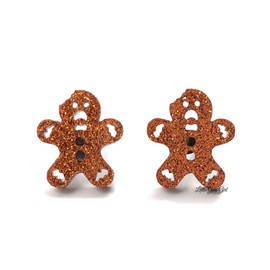 Scared Gingerbread Man Christmas Stud Earrings in Titanium or Stainless Steel Nickel Free Sensitive Ears