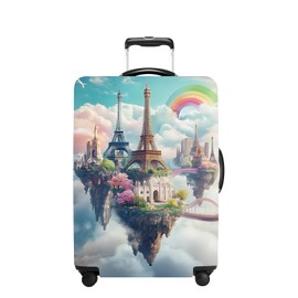 THISFIND Iron tower Luggage Cover Washable Suitcase Protector Anti-Scratch,Stretchable Fit for 18-32Inch Luggage Durable Travel Bag Cover with Zipper Closure L(26-28inch suitcase)