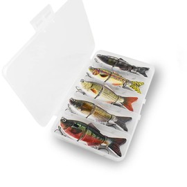 ODS Wobbler Artificial Bait Set, 3 Jointed Slow Sinking Fishing Lures for Fishing for Zander, Pike, Trout (5pcs-01)