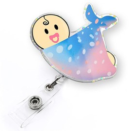 Cute Baby Badge Reel Retractable for Labor and Delivery Nurse & Midwife, NICU Badge Reel, Maternity Ward Badge Clip, Funny OB/GYN Badge Holder with Alligator Clip & 24” Durable Nylon Cord | Acrylic