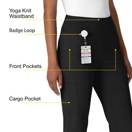 WINK Women's Cargo Flare Scrub Pant, Black