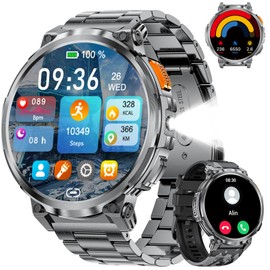 BENYAR SMART Indestructible Men's Smart Watch, 1.85 Inch HD Large Screen, Torch, Calls, 120+ Sports Modes, Pedometer, Calories, Fitness Watch, Multifunction Smartwatch for iOS Android, Black