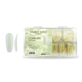 Legacy Nails Professional Nail Tips - Ideal for Acrylic, Gel or Smart Builder Gel Nails (Coffin, Natural)