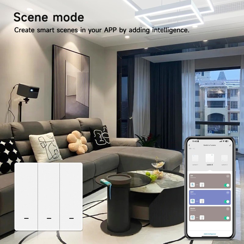 IHSENO ZigBee3.0 Smart Switch 2 Gang Wireless Scene Switch, ZigBee