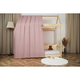 Lovely Hippo House Bed Canopy - 100% Cotton - Bed Canopy House Bed Made of Muslin - Bed Curtain Children's Bed - Canopy Bed Curtains 90 x 200 cm (Petal/Gold, 120 x 370 cm (Set of 1))