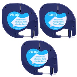 3 Label Tape Compatible with Dymo Letratag 91201 Plastic Label Tapes for LT-100H LT-100T LT-110T QX50, XR, XM, 200B 2000 Plus Label Label Maker Black on White