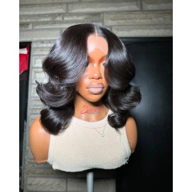 Cuticle Aligned 180 Density 4x4 Lace Closure Real Raw Glueless Human Hair Wigs Pre Plucked Full Hd Lace Bone Straight bob Wigcolor: 1pcs HD 4x4 lace closure wig 180% Burmese curly, Stretched Length: 10 inches
