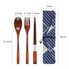 Cutlery Set, Wooden Chopsticks, Spoon, Fork Set, Storage Case, 4-piece