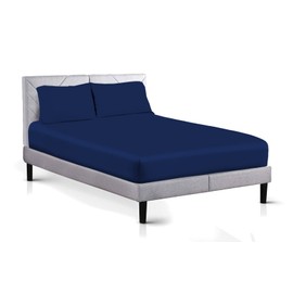 AATH COLLECTION Egyptian Cotton Fitted Sheet 23 CM Deep, 200 Thread Count Single, Double, King, Super King Fitted Bed Sheets, Soft & Fade Resistant (Single, Navy)