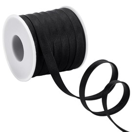 PH PandaHall Satin Bias Tape Double Fold Bias Tape 8.5mm Black Binding Tape Folding Ribbons Sewing Same Bias Tape for Clothing Sewing Seaming Hemming Quilting Piping DIY Craft 20m