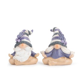 Hodao 2PCS Zen Lavender Meditation Gnomes Figurines Set- Yoga Themed Inspired Home Table & Shelf Decor for Relaxation & Serene Living Spaces Yoga Lavender Decor Retirement Gifts for Women (Grey)